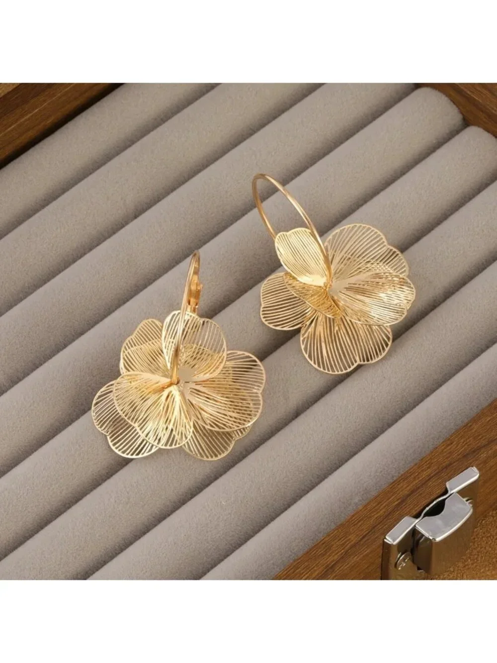 Trendy Floral Dangle Hoop Earrings for Women | Statement Drop Jewelry Accessory
